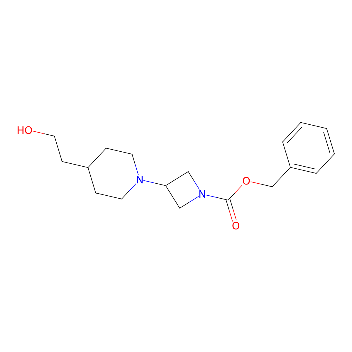 Benzyl 3-[4-(2-hydroxyethyl)piperidin-1-yl]azetidine-1-carboxylate molecular structure, CAS 2680773-32-2
