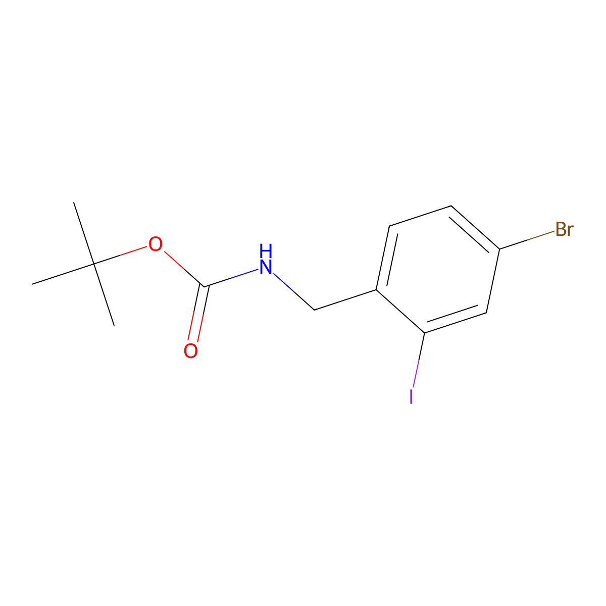 tert-butyl N-[(4-bromo-2-iodophenyl)methyl]carbamate molecular structure, CAS 2680773-35-5