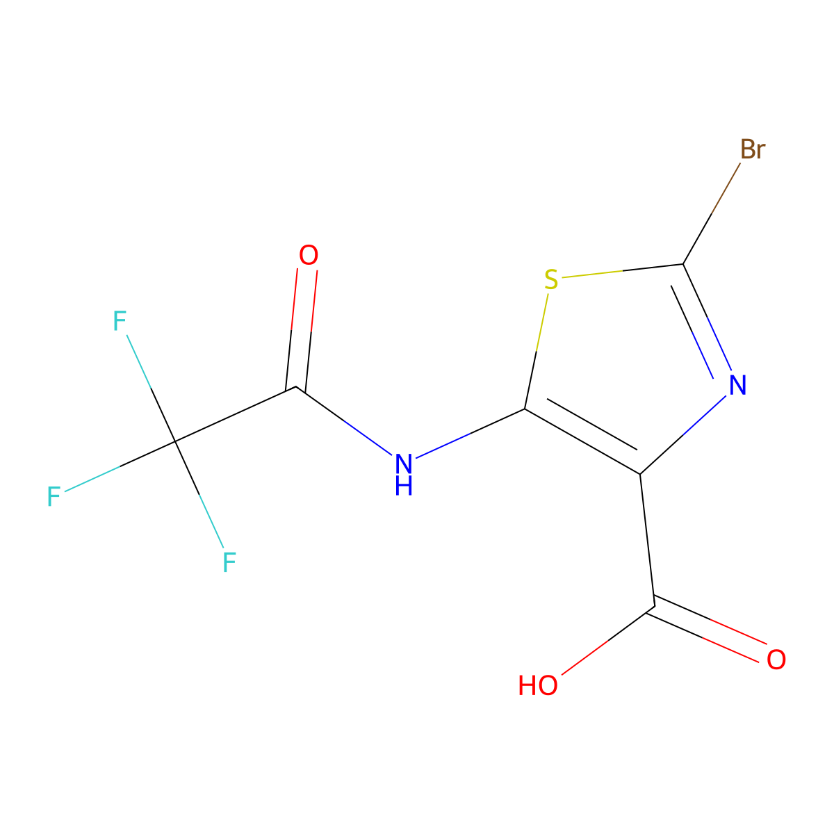2-Bromo-5-(2,2,2-trifluoroacetamido)-1,3-thiazole-4-carboxylic acid molecular structure, CAS 2680773-42-4