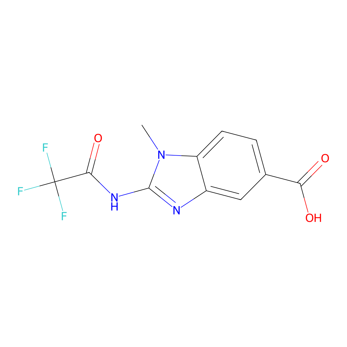 1-methyl-2-(2,2,2-trifluoroacetamido)-1H-1,3-benzodiazole-5-carboxylic acid molecular structure, CAS 2680773-45-7