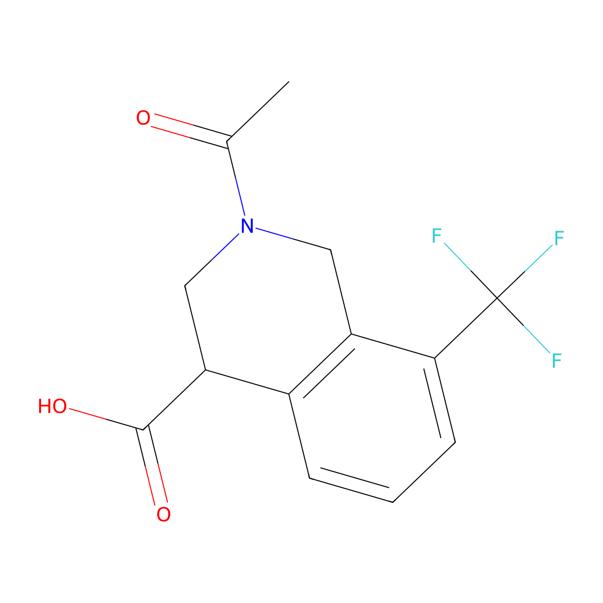 2-Acetyl-8-(trifluoromethyl)-1,2,3,4-tetrahydroisoquinoline-4-carboxylic acid molecular structure, CAS 2680773-49-1
