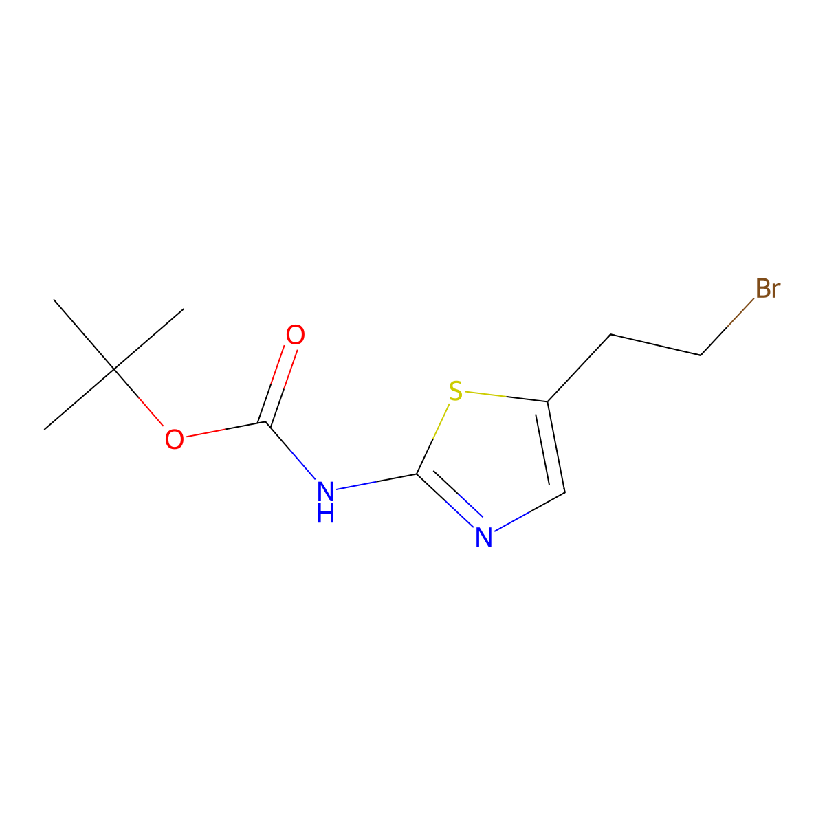 tert-butyl N-[5-(2-bromoethyl)-1,3-thiazol-2-yl]carbamate molecular structure, CAS 2680773-51-5