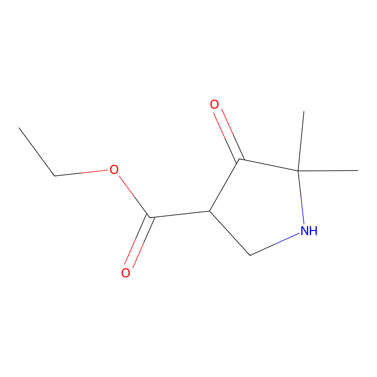 Ethyl 5,5-dimethyl-4-oxopyrrolidine-3-carboxylate molecular structure, CAS 2680773-53-7