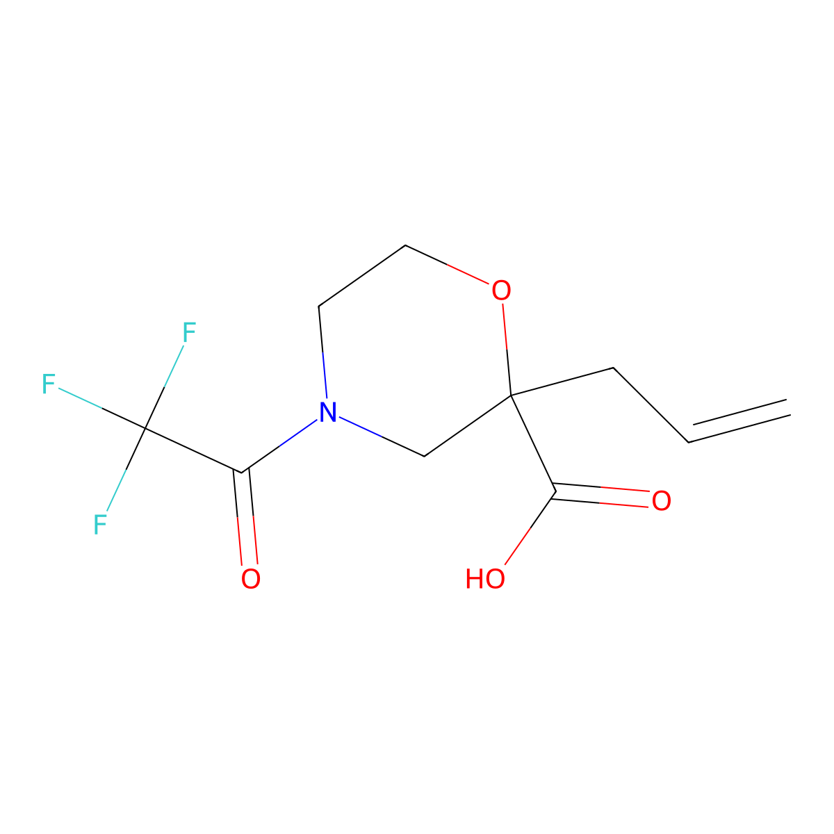 2-(Prop-2-en-1-yl)-4-(2,2,2-trifluoroacetyl)morpholine-2-carboxylic acid molecular structure, CAS 2680773-58-2