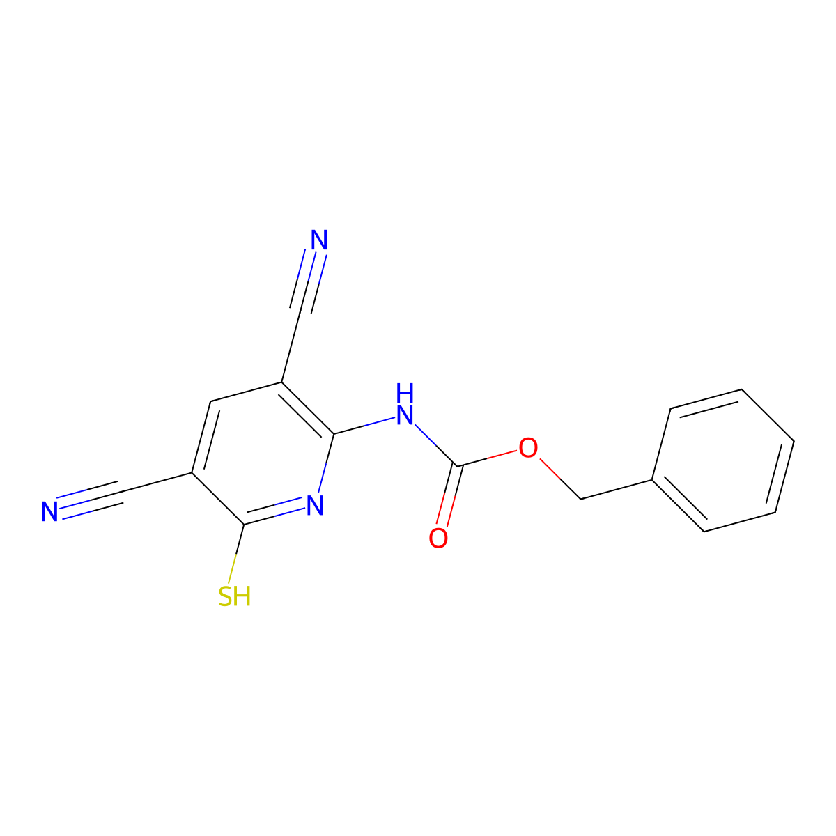 benzyl N-(3,5-dicyano-6-sulfanylpyridin-2-yl)carbamate molecular structure, CAS 2680773-59-3
