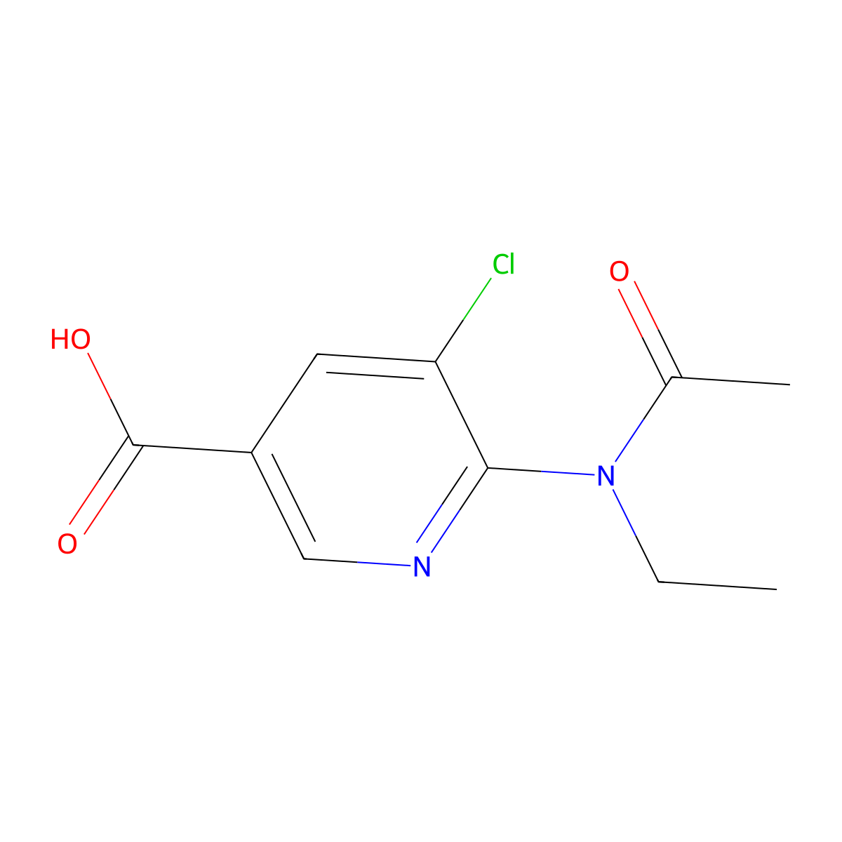 5-chloro-6-(N-ethylacetamido)pyridine-3-carboxylic acid molecular structure, CAS 2680773-60-6