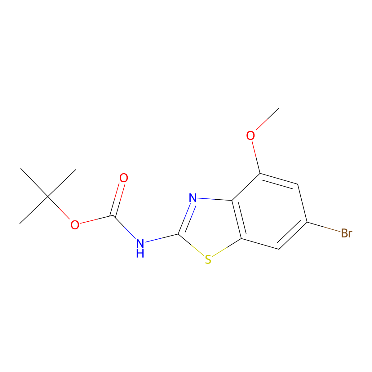 tert-butyl N-(6-bromo-4-methoxy-1,3-benzothiazol-2-yl)carbamate molecular structure, CAS 2680773-61-7