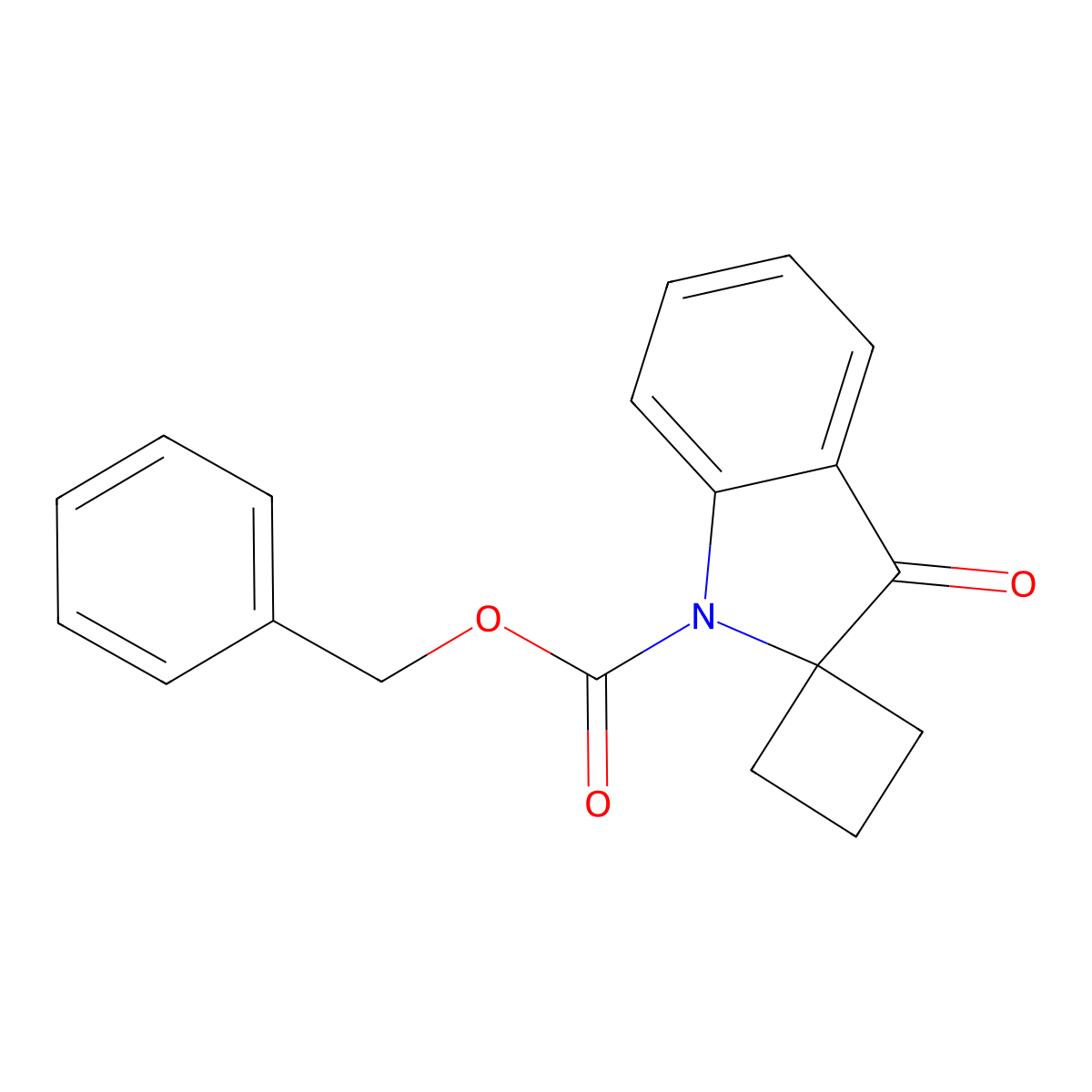 Benzyl 3'-oxo-1',3'-dihydrospiro[cyclobutane-1,2'-indole]-1'-carboxylate molecular structure, CAS 2680773-72-0