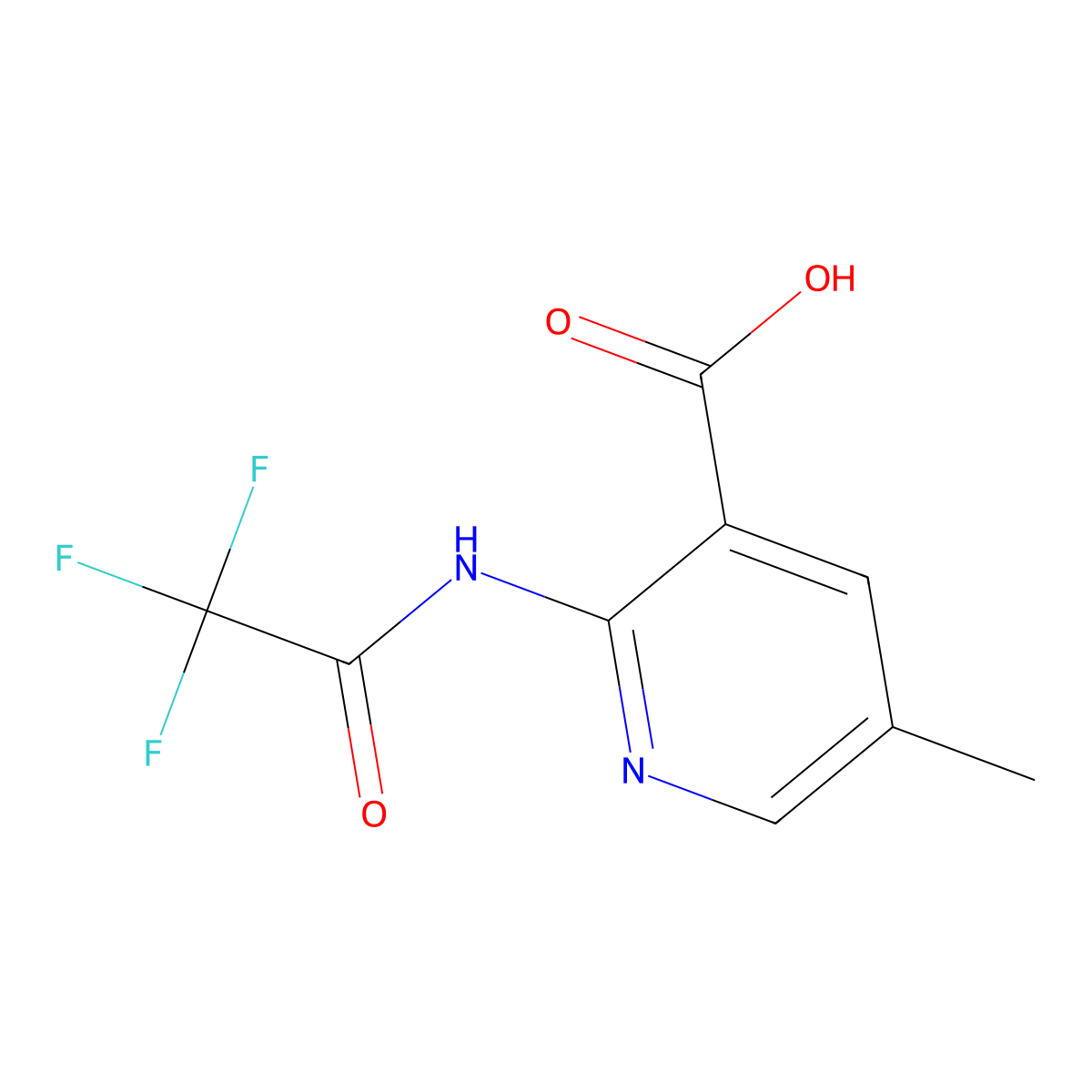 5-Methyl-2-(2,2,2-trifluoroacetamido)pyridine-3-carboxylic acid molecular structure, CAS 2680773-78-6