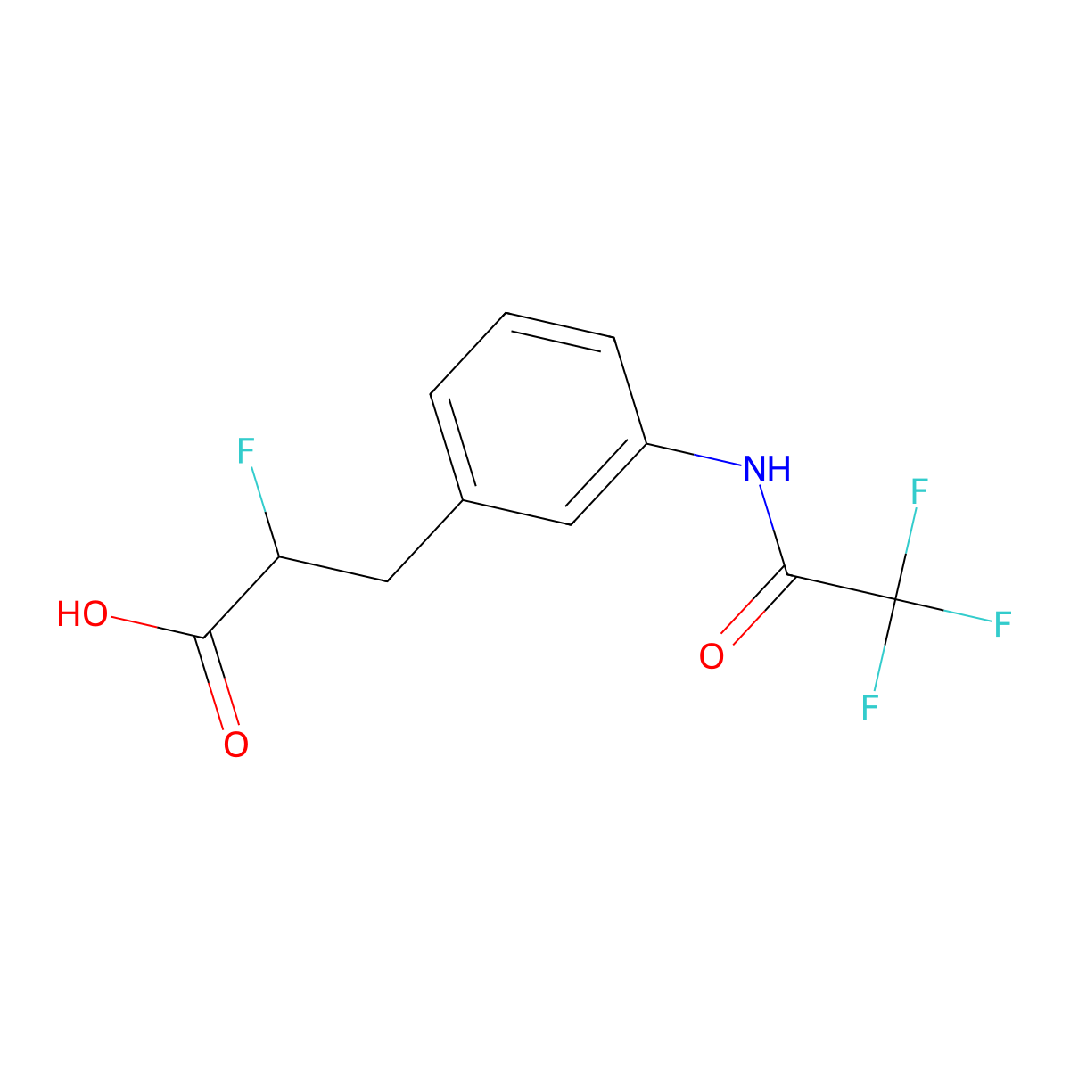 2-Fluoro-3-[3-(2,2,2-trifluoroacetamido)phenyl]propanoic acid molecular structure, CAS 2680773-83-3