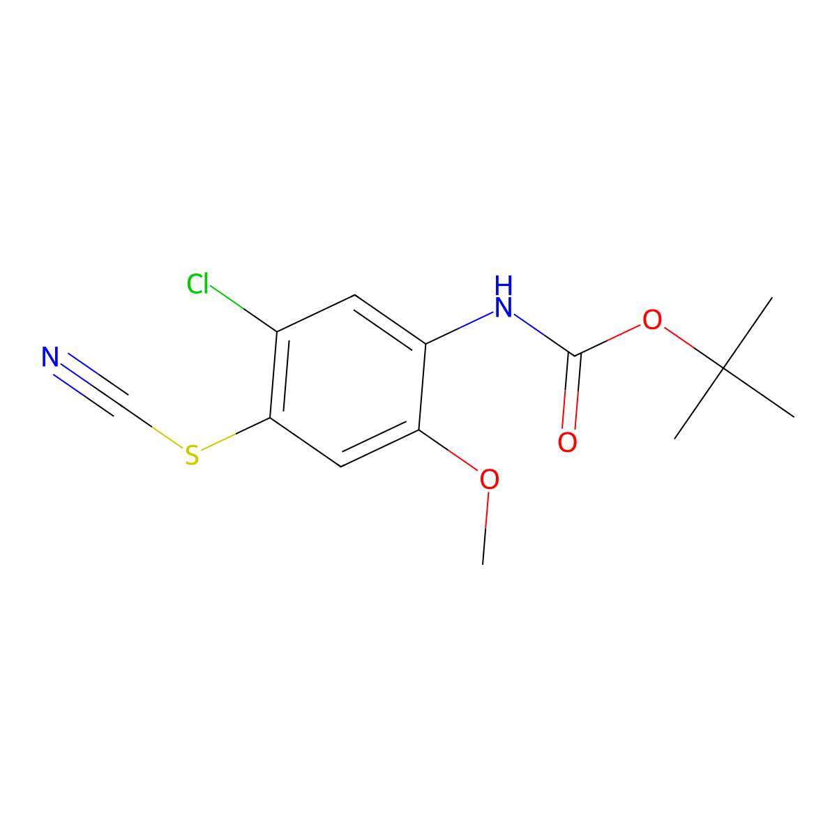 tert-butyl N-[5-chloro-4-(cyanosulfanyl)-2-methoxyphenyl]carbamate molecular structure, CAS 2680773-84-4