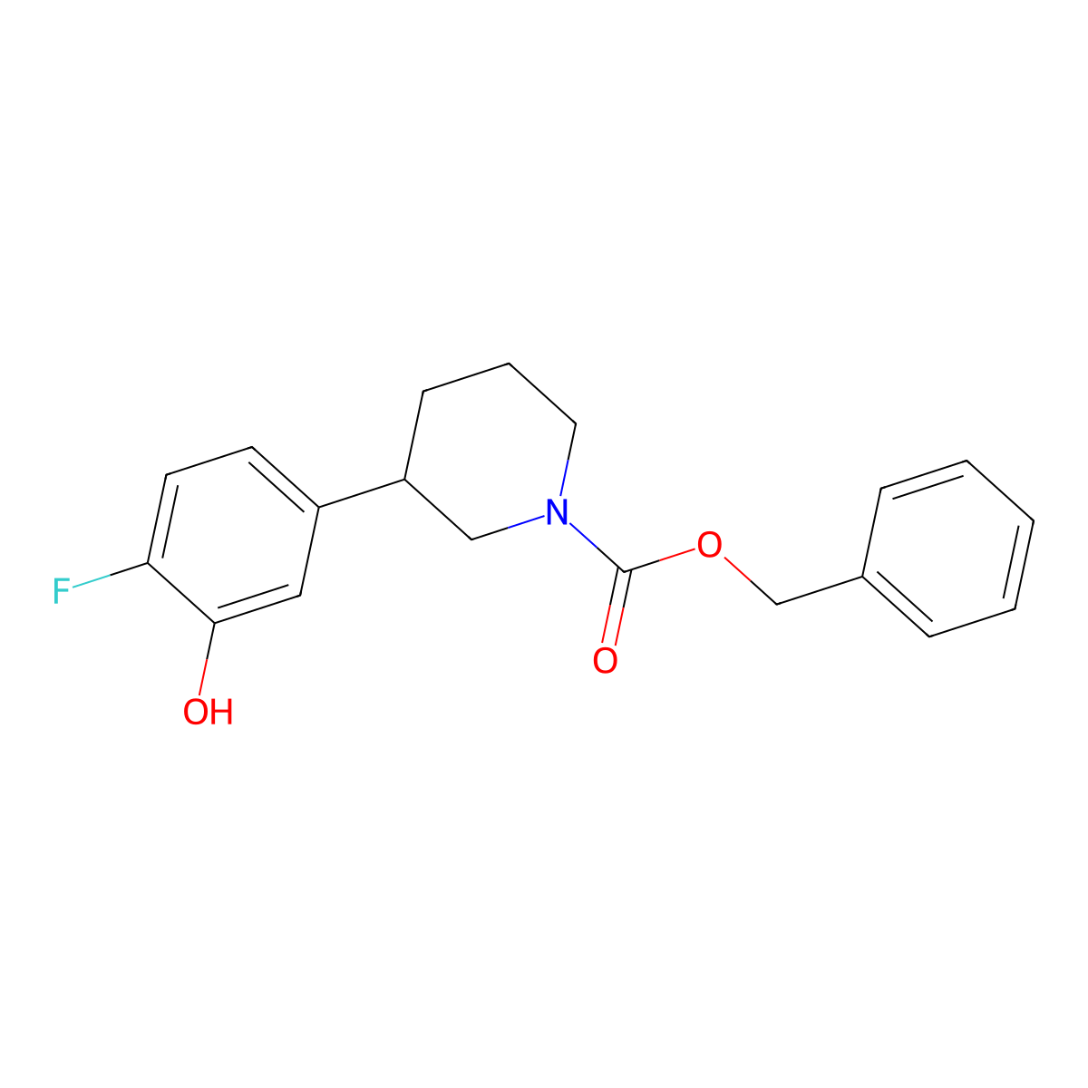 Benzyl 3-(4-fluoro-3-hydroxyphenyl)piperidine-1-carboxylate molecular structure, CAS 2680773-86-6