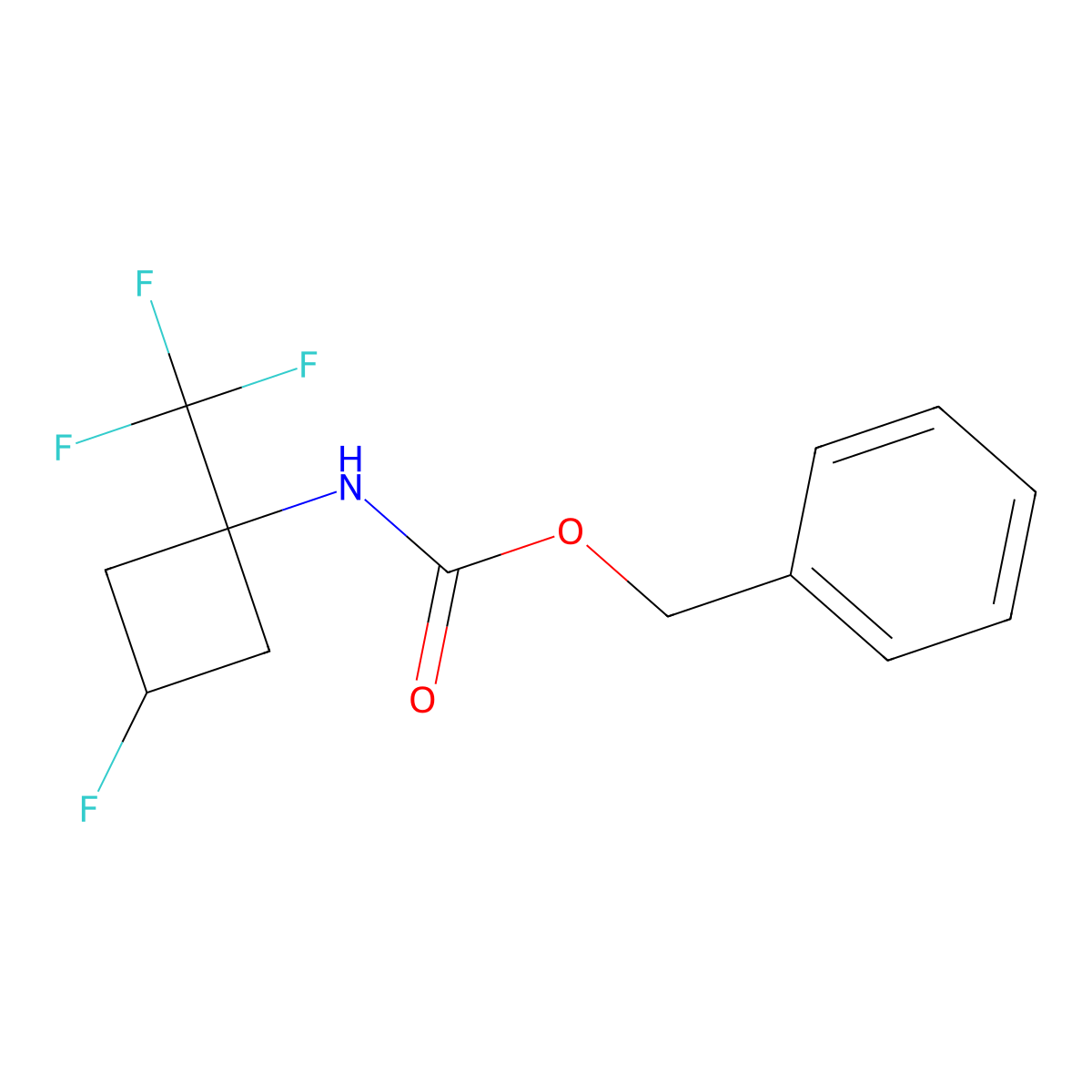 benzyl N-[3-fluoro-1-(trifluoromethyl)cyclobutyl]carbamate molecular structure, CAS 2680773-88-8