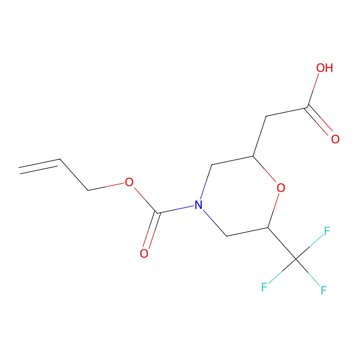 2-{4-[(Prop-2-en-1-yloxy)carbonyl]-6-(trifluoromethyl)morpholin-2-yl}acetic acid molecular structure, CAS 2680773-93-5