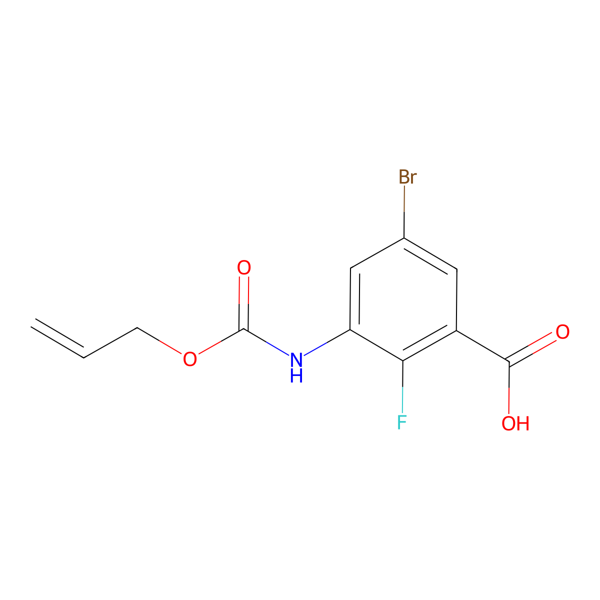 5-Bromo-2-fluoro-3-{[(prop-2-en-1-yloxy)carbonyl]amino}benzoic acid molecular structure, CAS 2680773-97-9