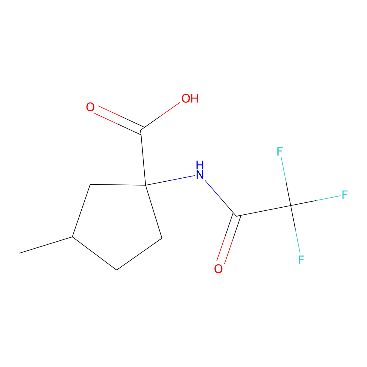 3-Methyl-1-(2,2,2-trifluoroacetamido)cyclopentane-1-carboxylic acid molecular structure, CAS 2680774-06-3