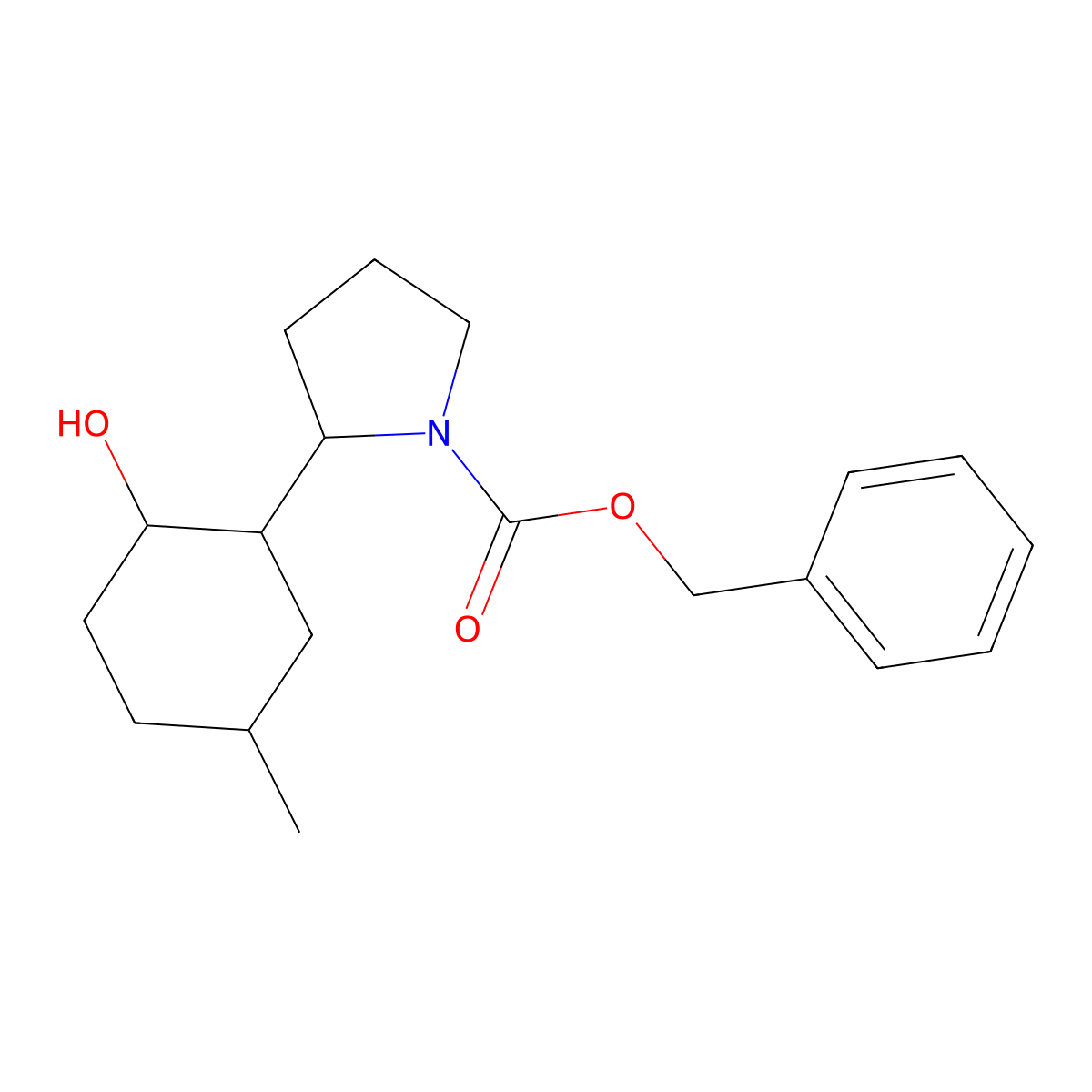 Benzyl 2-(2-hydroxy-5-methylcyclohexyl)pyrrolidine-1-carboxylate molecular structure, CAS 2680774-36-9