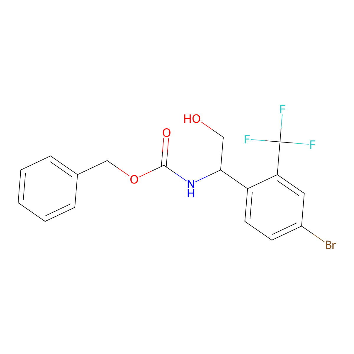 benzyl N-{1-[4-bromo-2-(trifluoromethyl)phenyl]-2-hydroxyethyl}carbamate molecular structure, CAS 2680774-37-0
