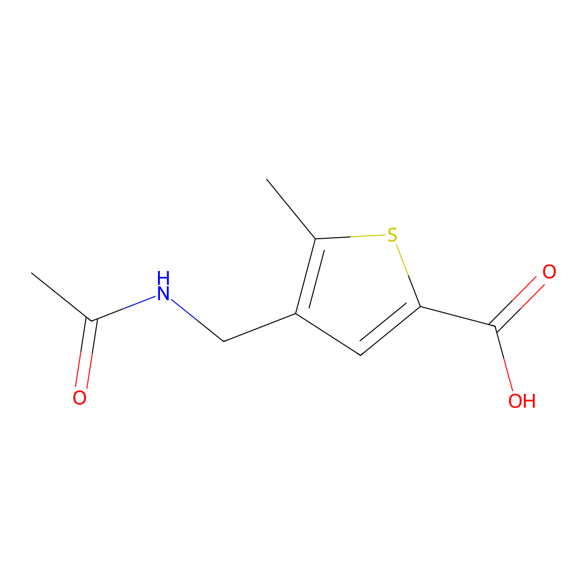 4-(Acetamidomethyl)-5-methylthiophene-2-carboxylic acid molecular structure, CAS 2680774-44-9