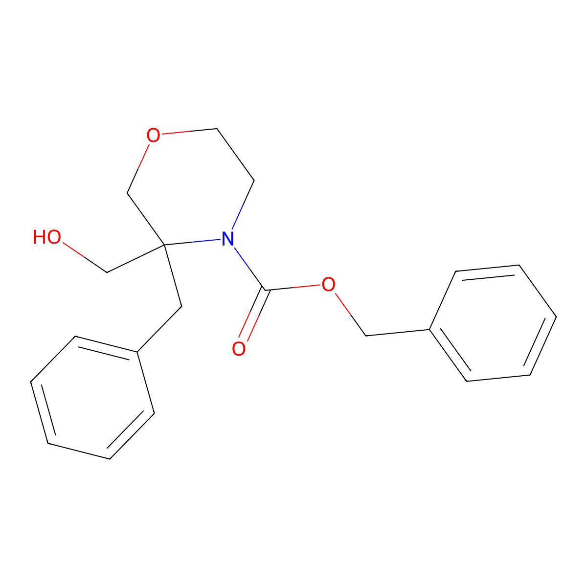 Benzyl 3-benzyl-3-(hydroxymethyl)morpholine-4-carboxylate molecular structure, CAS 2680774-49-4