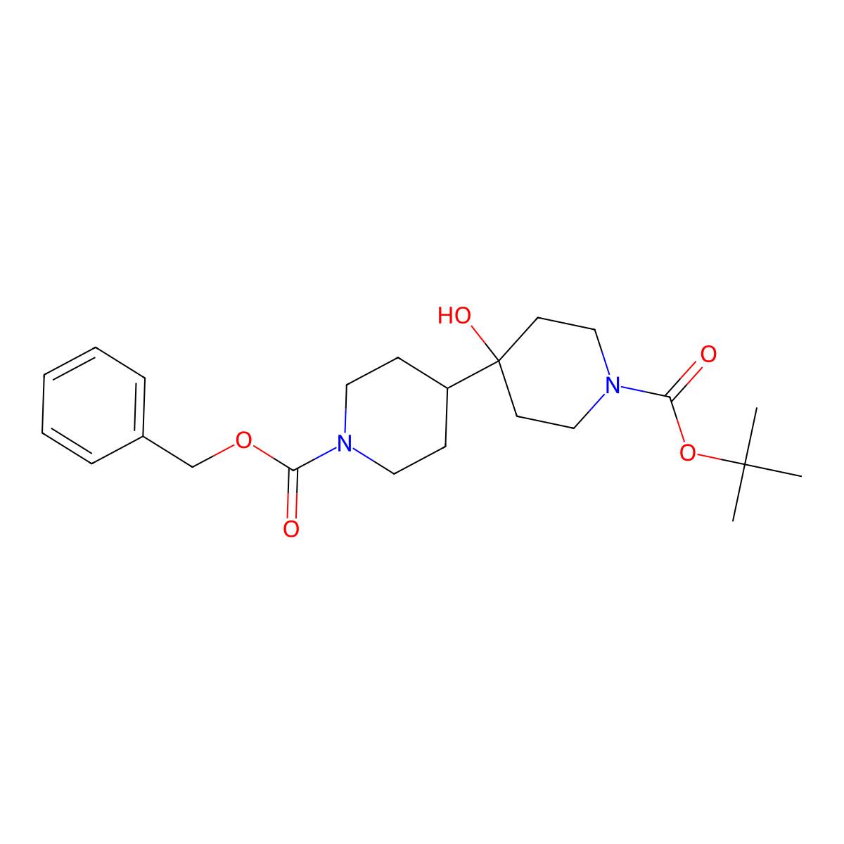1'-Benzyl 1-tert-butyl 4-hydroxy-[4,4'-bipiperidine]-1,1'-dicarboxylate molecular structure, CAS 2680774-50-7