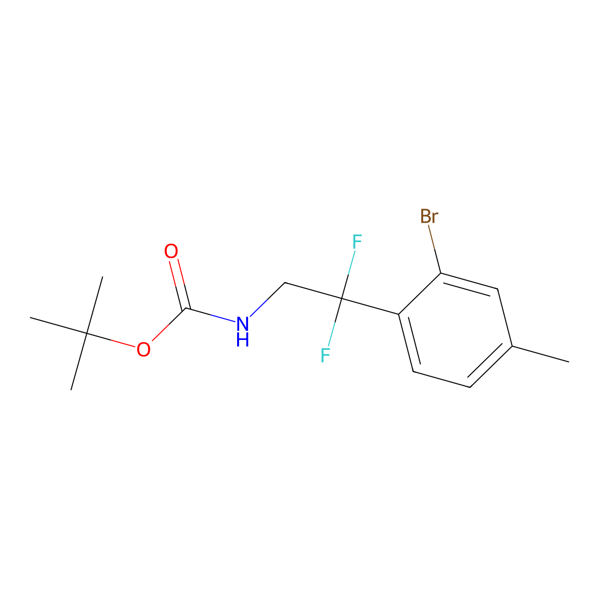 tert-butyl N-[2-(2-bromo-4-methylphenyl)-2,2-difluoroethyl]carbamate molecular structure, CAS 2680774-56-3