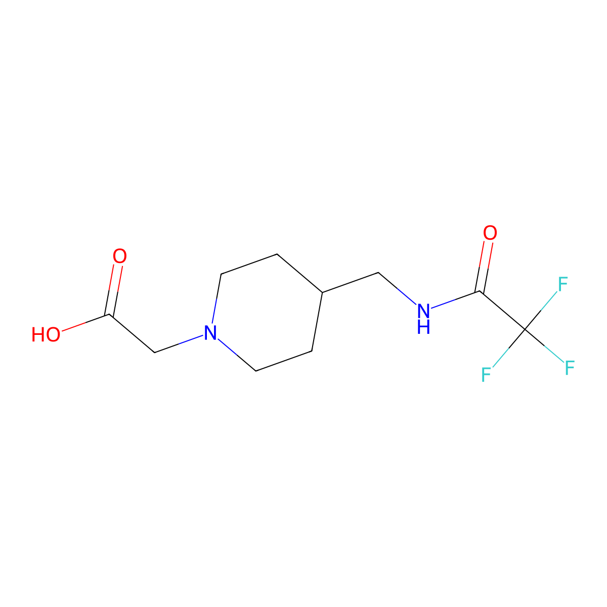 2-{4-[(Trifluoroacetamido)methyl]piperidin-1-yl}acetic acid molecular structure, CAS 2680774-58-5