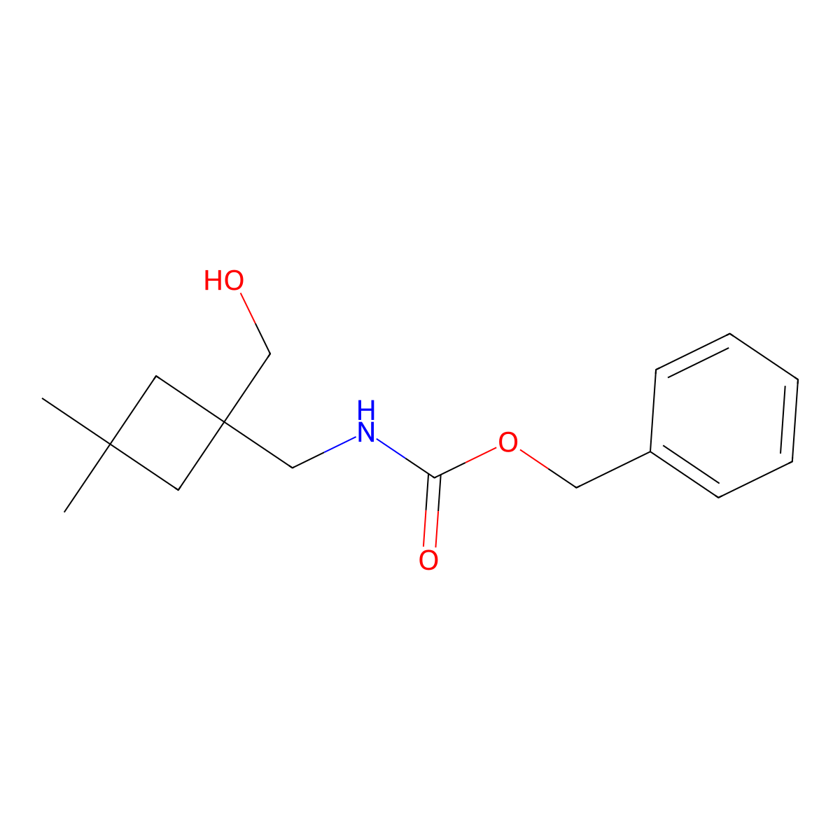 benzyl N-{[1-(hydroxymethyl)-3,3-dimethylcyclobutyl]methyl}carbamate molecular structure, CAS 2680774-60-9