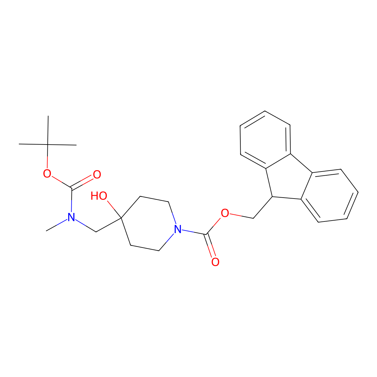 (9H-fluoren-9-yl)methyl 4-({[(tert-butoxy)carbonyl](methyl)amino}methyl)-4-hydroxypiperidine-1-carboxylate molecular structure, CAS 2680774-65-4