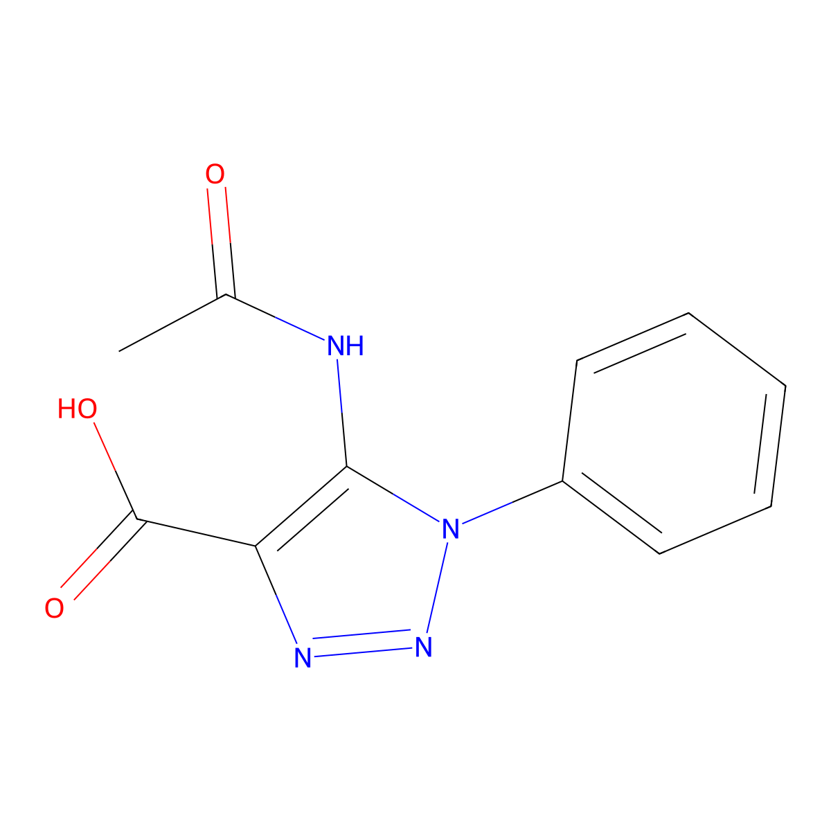 5-acetamido-1-phenyl-1H-1,2,3-triazole-4-carboxylic acid molecular structure, CAS 2680774-69-8