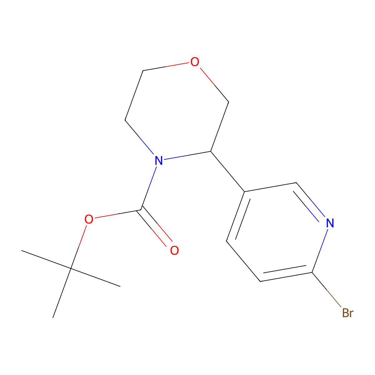 Tert-butyl 3-(6-bromopyridin-3-yl)morpholine-4-carboxylate molecular structure, CAS 2680774-71-2