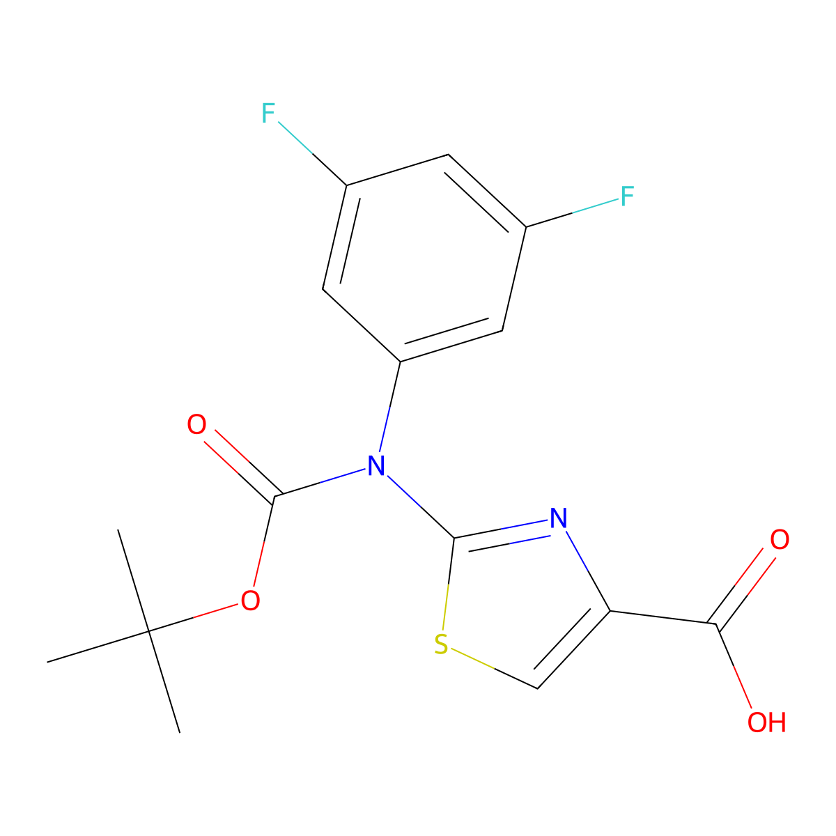 2-{[(Tert-butoxy)carbonyl](3,5-difluorophenyl)amino}-1,3-thiazole-4-carboxylic acid molecular structure, CAS 2680774-73-4