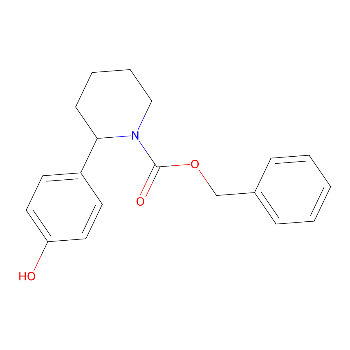 Benzyl 2-(4-hydroxyphenyl)piperidine-1-carboxylate molecular structure, CAS 2680774-76-7
