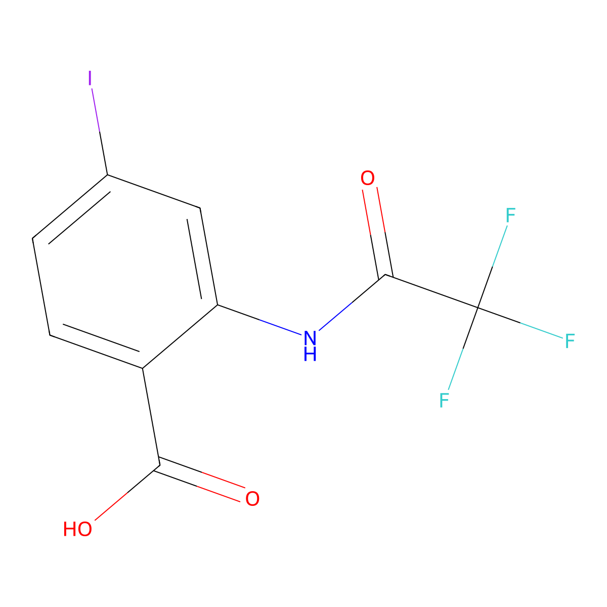 4-Iodo-2-(2,2,2-trifluoroacetamido)benzoic acid molecular structure, CAS 2680774-78-9