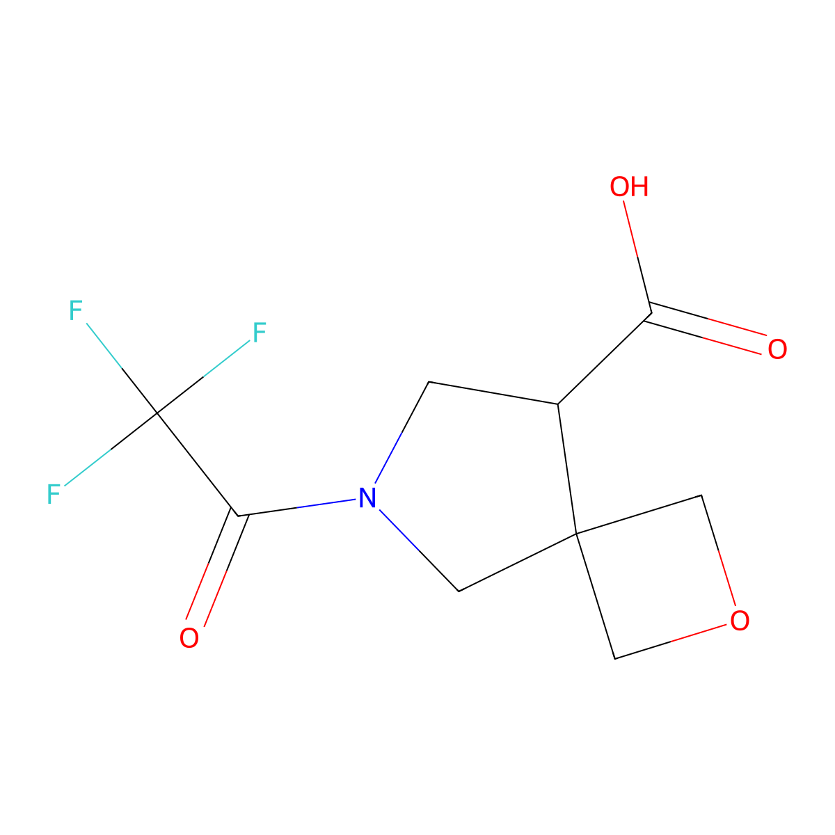 6-(2,2,2-Trifluoroacetyl)-2-oxa-6-azaspiro[3.4]octane-8-carboxylic acid molecular structure, CAS 2680774-81-4