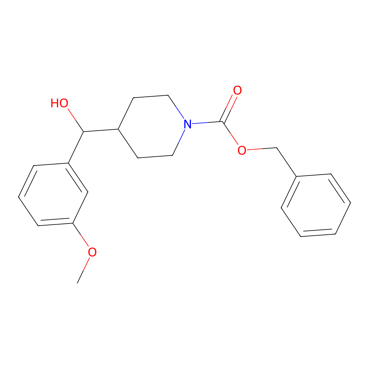 Benzyl 4-[hydroxy(3-methoxyphenyl)methyl]piperidine-1-carboxylate molecular structure, CAS 2680774-84-7