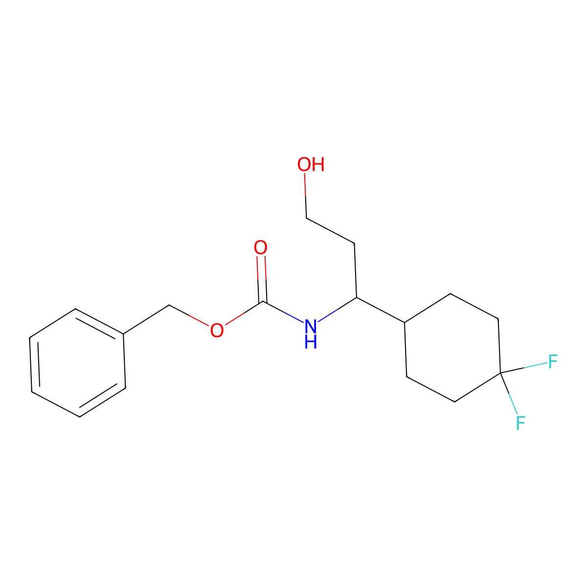 benzyl N-[1-(4,4-difluorocyclohexyl)-3-hydroxypropyl]carbamate molecular structure, CAS 2680774-87-0