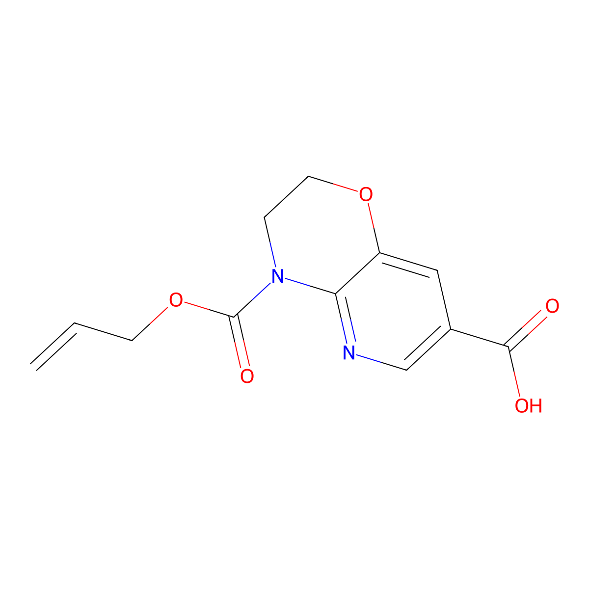 4-[(prop-2-en-1-yloxy)carbonyl]-2H,3H,4H-pyrido[3,2-b][1,4]oxazine-7-carboxylic acid molecular structure, CAS 2680774-98-3