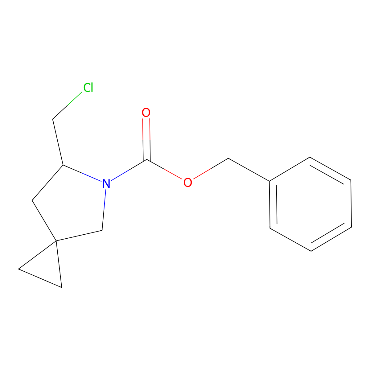 Benzyl 6-(chloromethyl)-5-azaspiro[2.4]heptane-5-carboxylate molecular structure, CAS 2680774-99-4