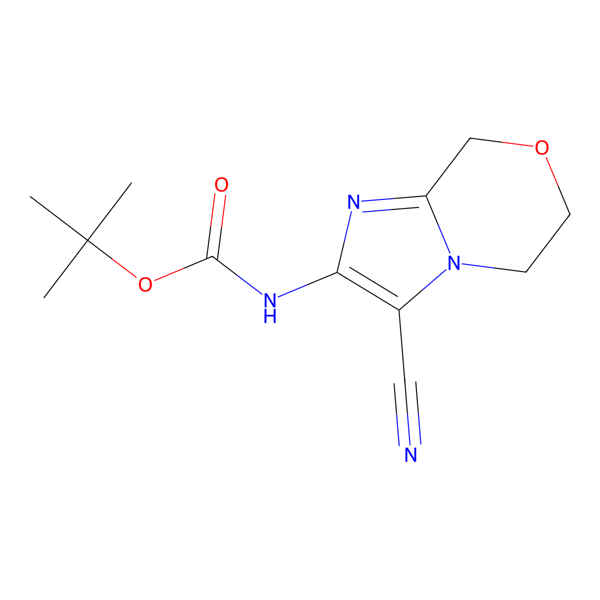 tert-butyl N-{3-cyano-5H,6H,8H-imidazo[2,1-c][1,4]oxazin-2-yl}carbamate molecular structure, CAS 2680775-04-4