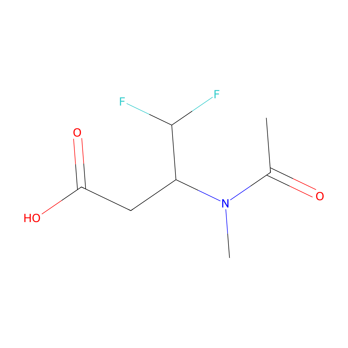 4,4-difluoro-3-(N-methylacetamido)butanoic acid molecular structure, CAS 2680775-09-9