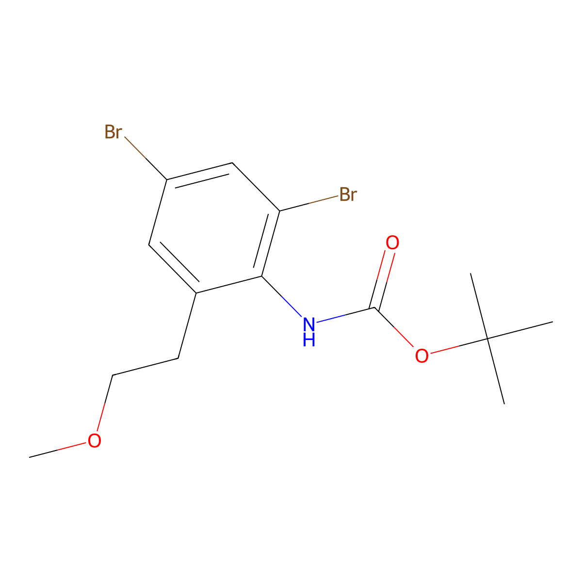 tert-butyl N-[2,4-dibromo-6-(2-methoxyethyl)phenyl]carbamate molecular structure, CAS 2680775-12-4