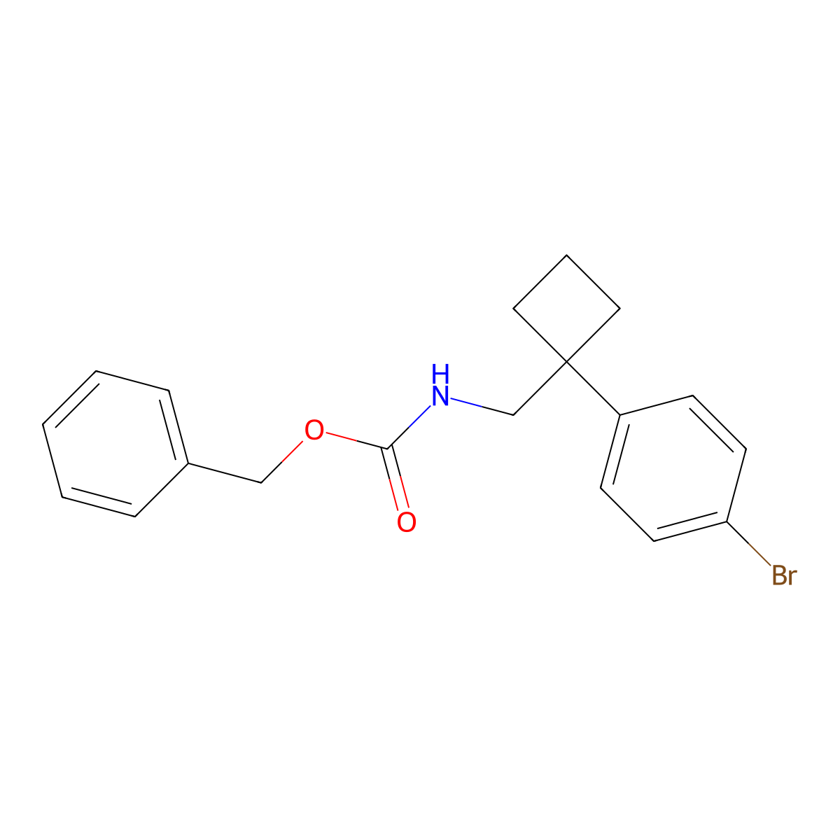 benzyl N-{[1-(4-bromophenyl)cyclobutyl]methyl}carbamate molecular structure, CAS 2680775-28-2
