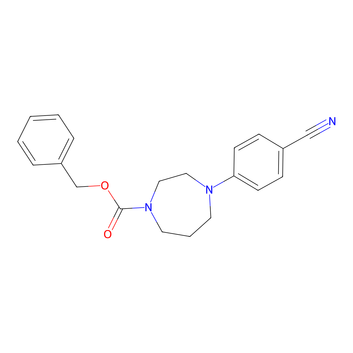 Benzyl 4-(4-cyanophenyl)-1,4-diazepane-1-carboxylate molecular structure, CAS 2680775-33-9