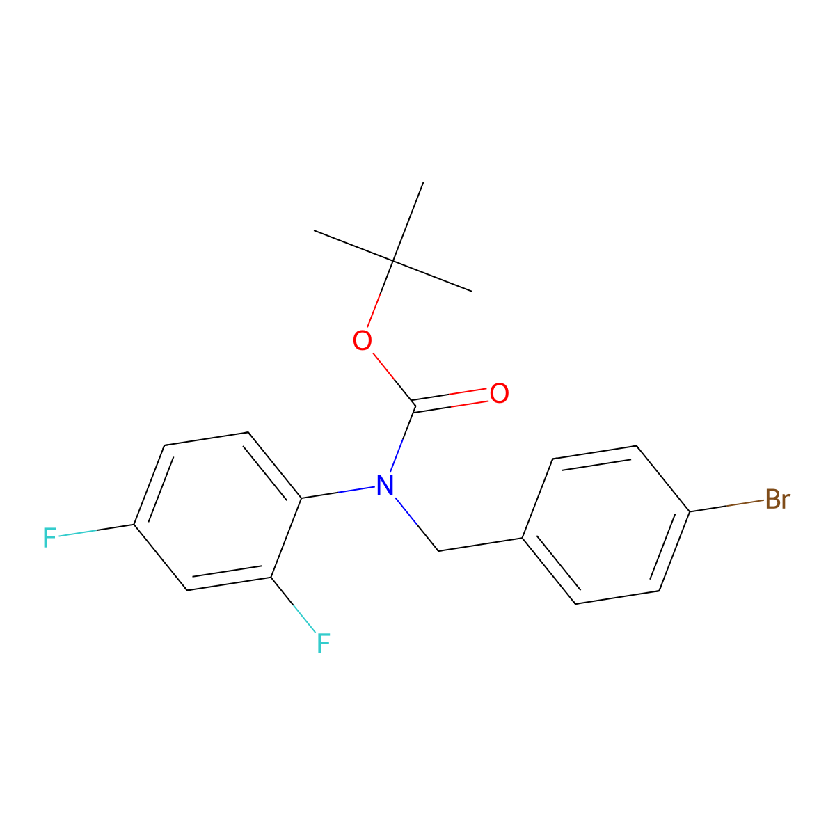 tert-butyl N-[(4-bromophenyl)methyl]-N-(2,4-difluorophenyl)carbamate molecular structure, CAS 2680775-36-2