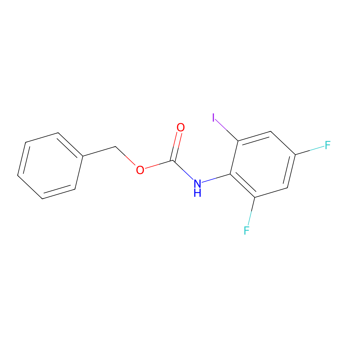 benzyl N-(2,4-difluoro-6-iodophenyl)carbamate molecular structure, CAS 2680775-38-4