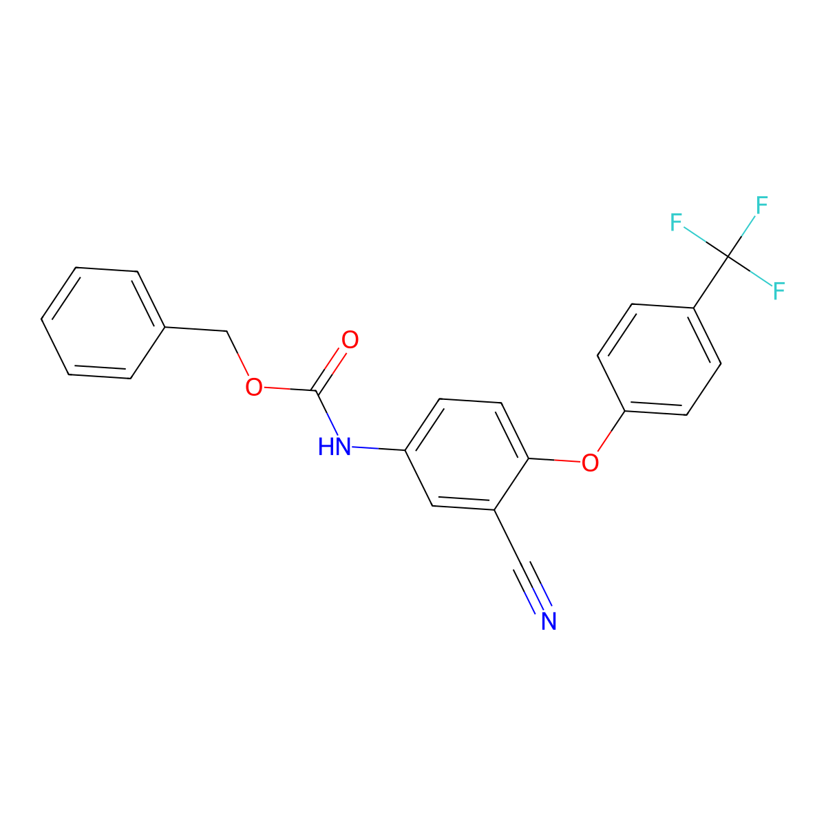 benzyl N-{3-cyano-4-[4-(trifluoromethyl)phenoxy]phenyl}carbamate molecular structure, CAS 2680775-42-0