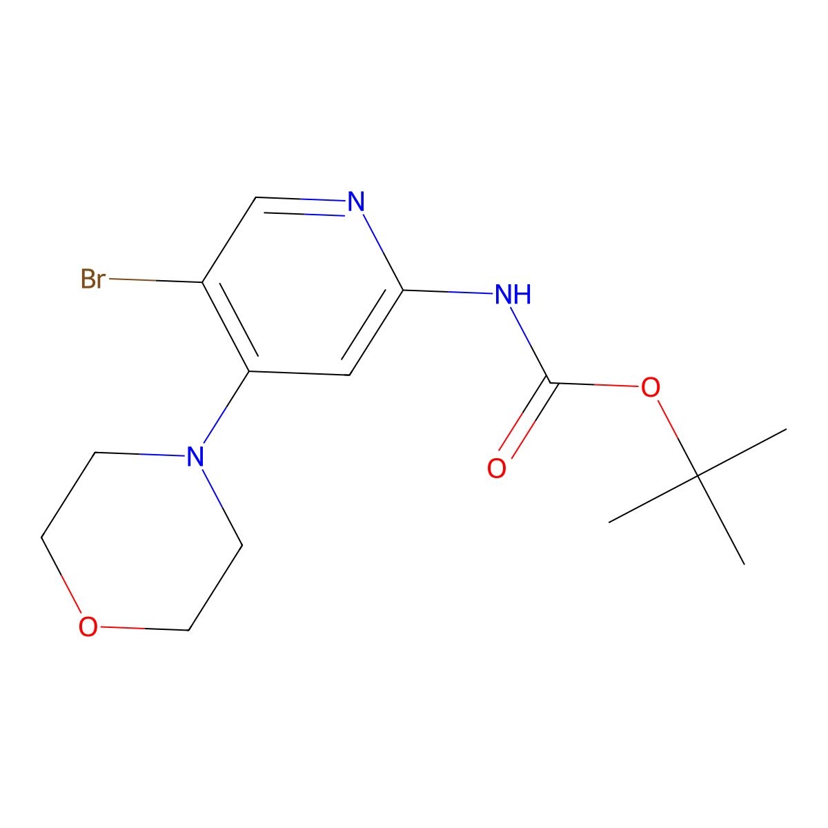 tert-butyl N-[5-bromo-4-(morpholin-4-yl)pyridin-2-yl]carbamate molecular structure, CAS 2680775-44-2