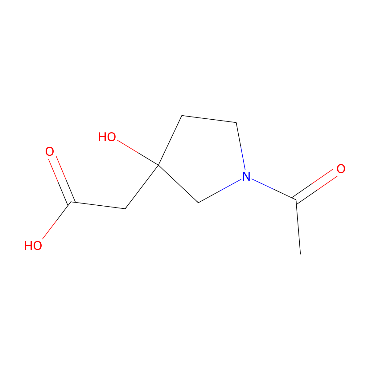 2-(1-Acetyl-3-hydroxypyrrolidin-3-yl)acetic acid molecular structure, CAS 2680775-52-2