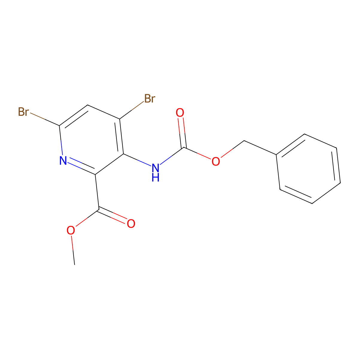 Methyl 3-{[(benzyloxy)carbonyl]amino}-4,6-dibromopyridine-2-carboxylate molecular structure, CAS 2680775-55-5